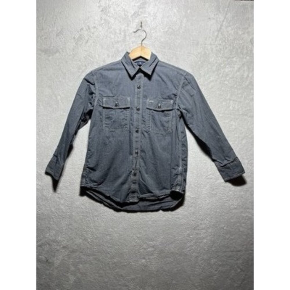 GAP Boy's M (8) Gray Blue Chambray Button-Up Long Sleeved 100% Cotton Shirt